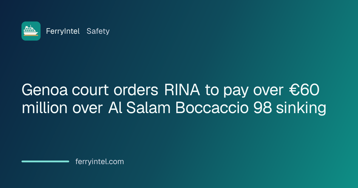 Genoa court orders RINA to pay over €60 million over Al Salam Boccaccio ...